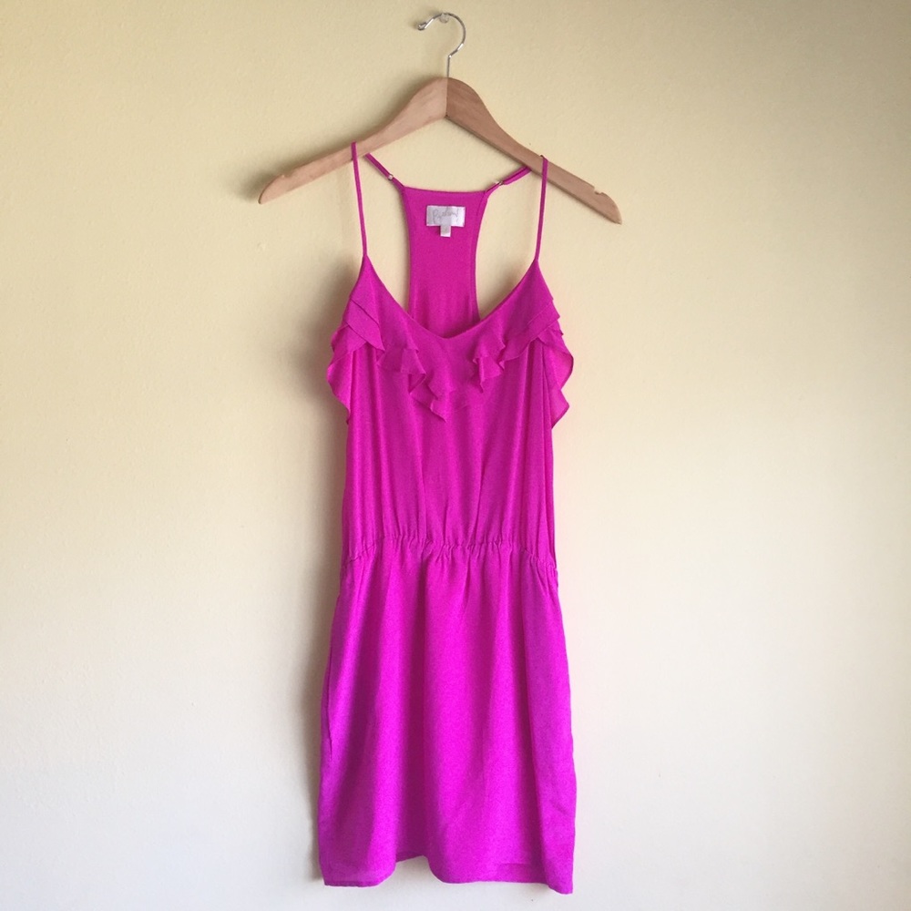 Rieley Hot Pink Ruffle Mini Dress Size Small